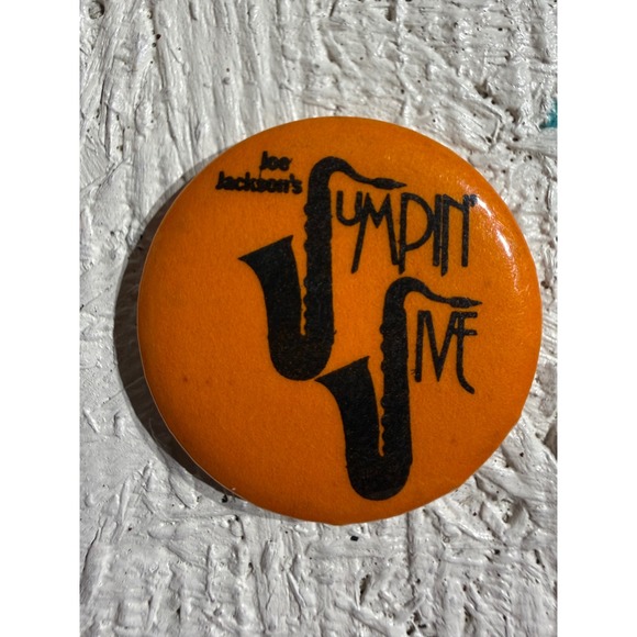 Joe Jackson Other - Joe Jackson Jumpin' Jive Pin 1" Orange Vintage Saxophone Music Button READ